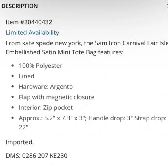 Kate Spade MANHATTAN CARNIVAL FAIR ISLE Purse Mini Tote with Crossbody Strap - Picture 13 of 13